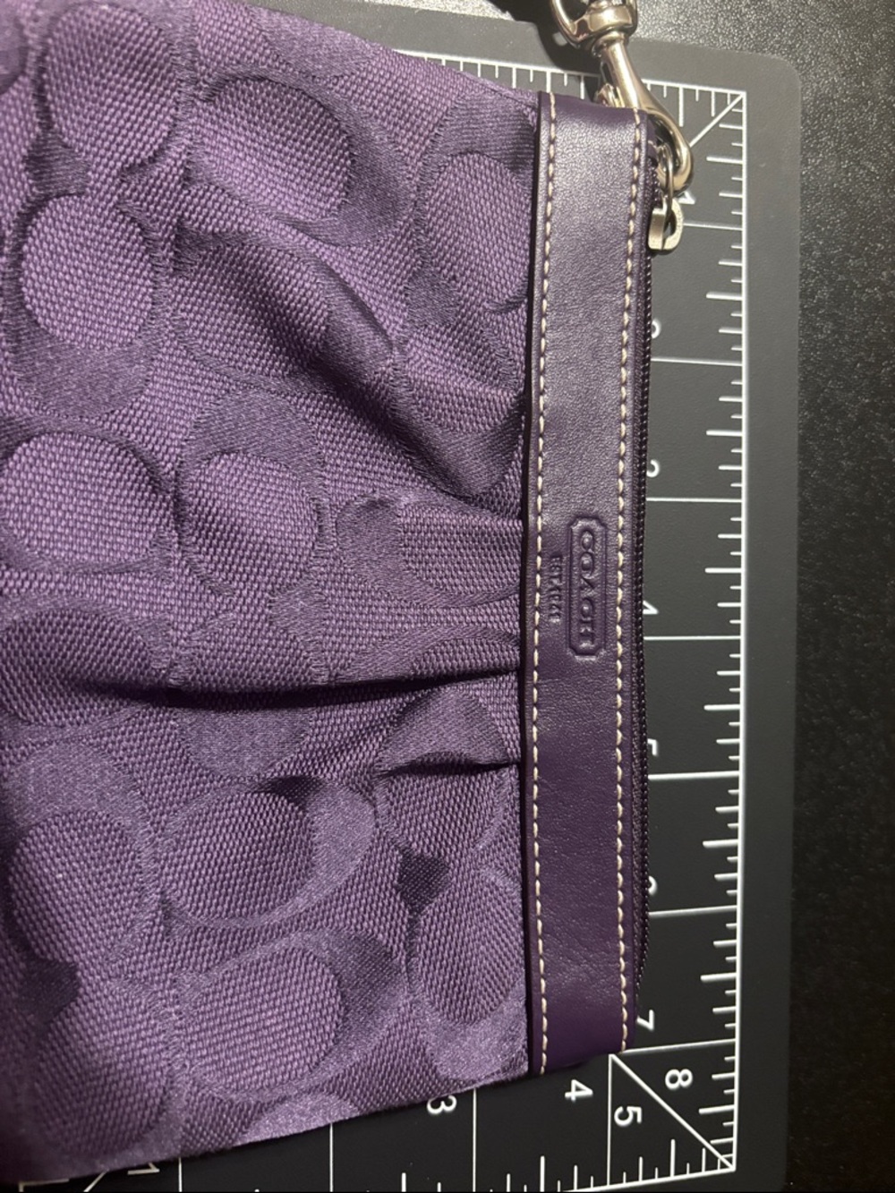 Coach Classic Design Iconic C Pattern Elegant Purple Wristlet - Picture 12 of 13